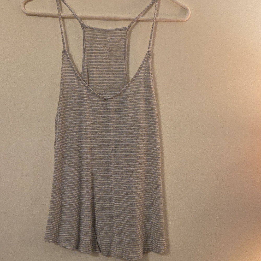 SO Gray Striped Racerback Tank Top